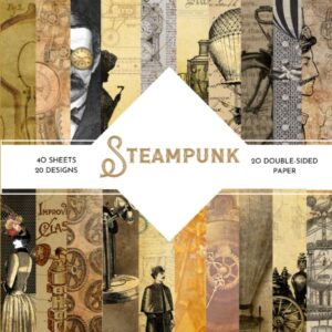 steampunk scrapbook paper: | 8,5 x 8,5 size | 40 patterned double sided sheets (20 designs) | steampunk ephemera themed collection | vintage craft paper |