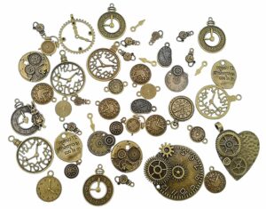 kinteshun clocks and watches dial face movement charm alloy multistyle steampunk pendant charm connector for diy jewelry making accessaries(100 grams) (bronze)