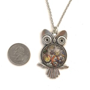 Steampunk Owl Necklace for Women - Glass Cabochon Pendant - Handmade