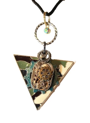 Geared triangle Steampunk Necklace gothic vintage style