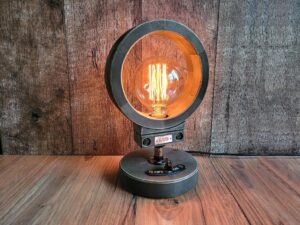 wooden table lamp lwb, handmade steampunk author's design solid wood brass aged wood vintage rustic