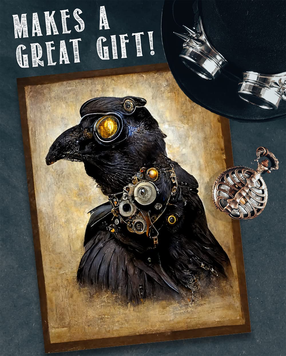 Steampunk Raven - 11x14 Unframed Wall Art Print - Makes a Perfect Home Conversational Piece and Gift