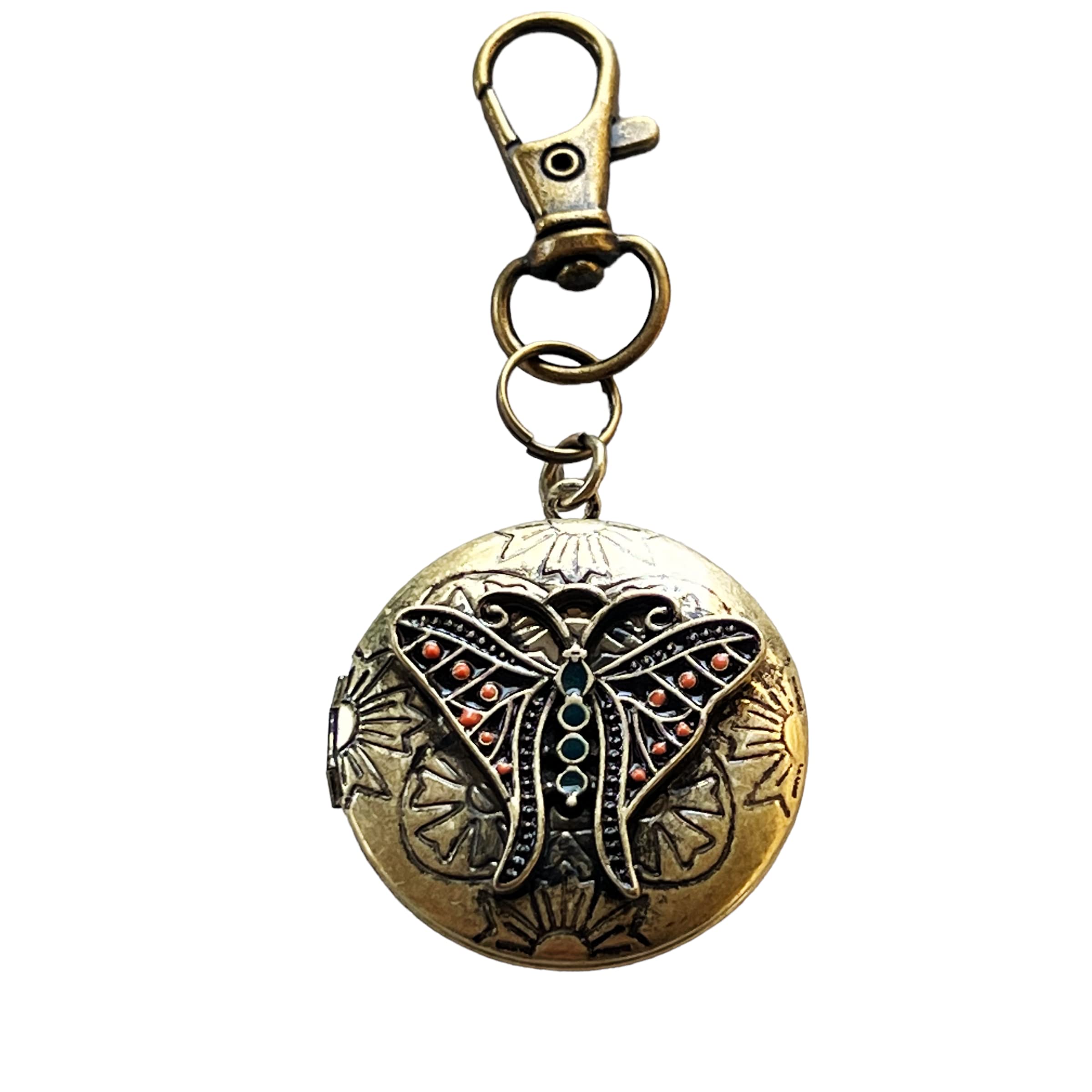 Gothic Butterfly Locket Zipper Pull for Backpacks, Cute Rhinestone Purse Charms, Unique Vintage Style Insect Handbag Jewelry, Victorian Steampunk Zipper Charms, Camera Bag Charms, Cool Key Chain Charm