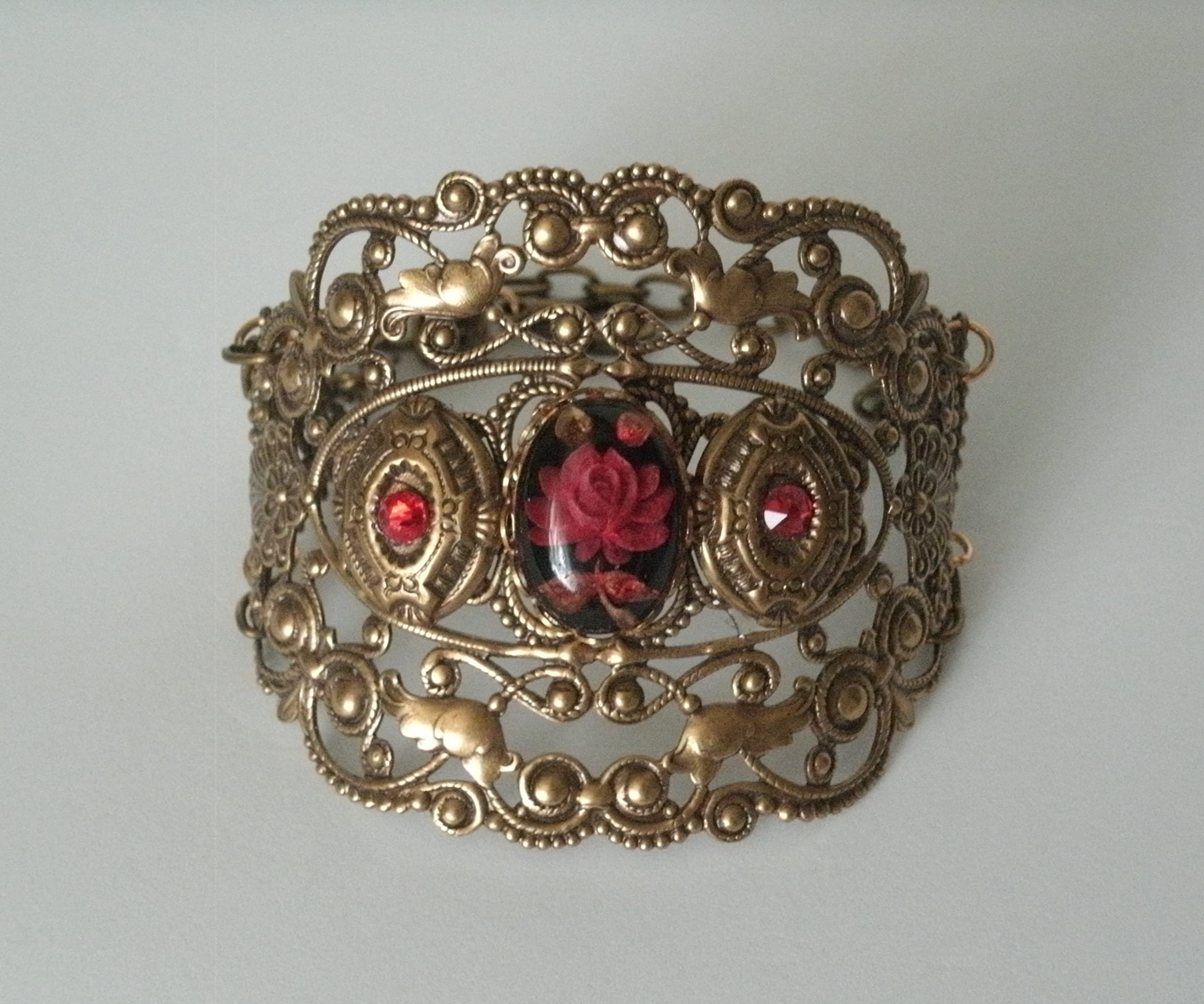 Rose Cuff Bracelet, handmade jewelry gothic victorian edwardian art nouveau steampunk art deco