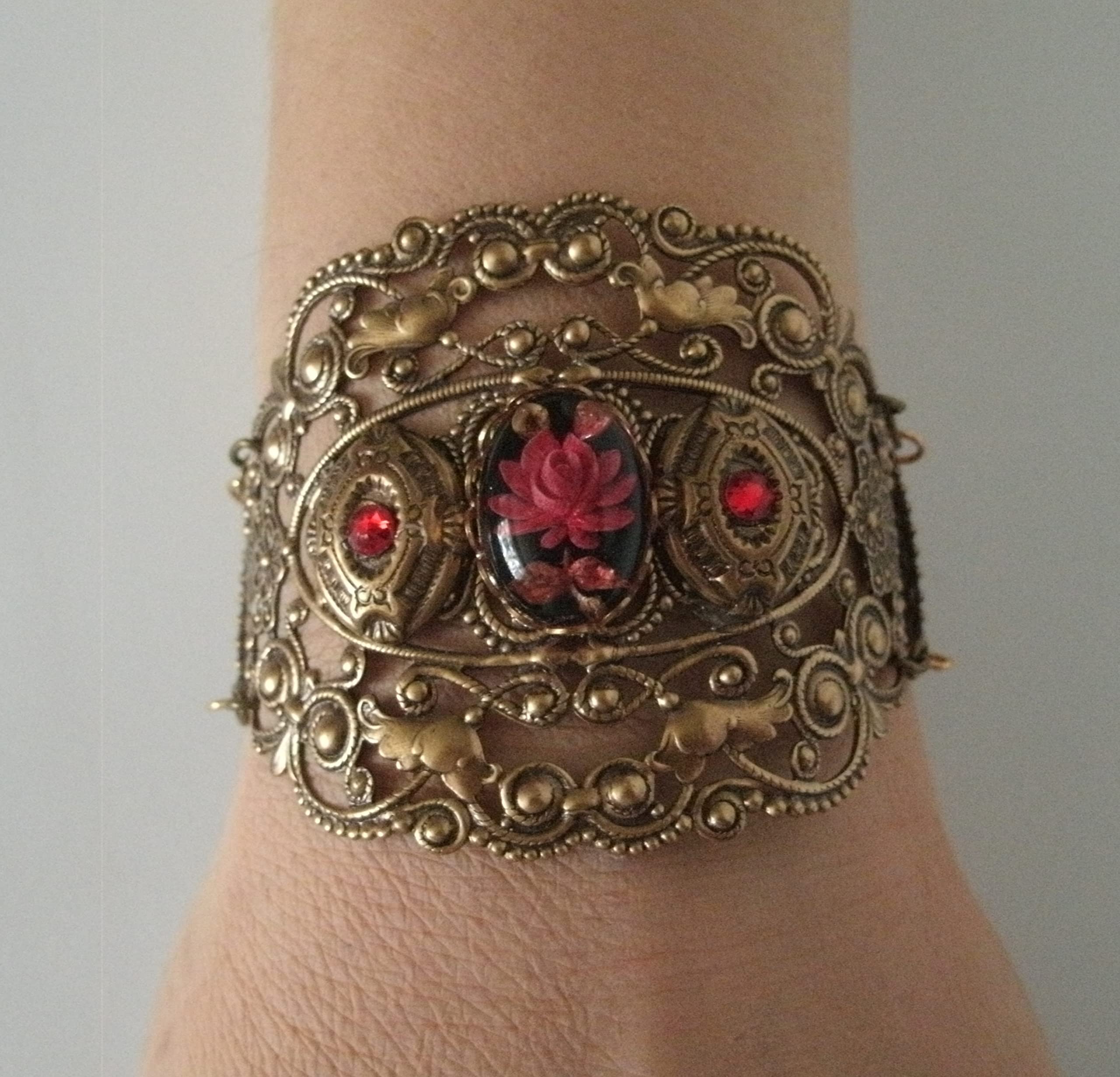 Rose Cuff Bracelet, handmade jewelry gothic victorian edwardian art nouveau steampunk art deco