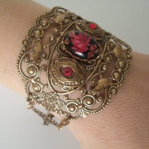 Rose Cuff Bracelet, handmade jewelry gothic victorian edwardian art nouveau steampunk art deco