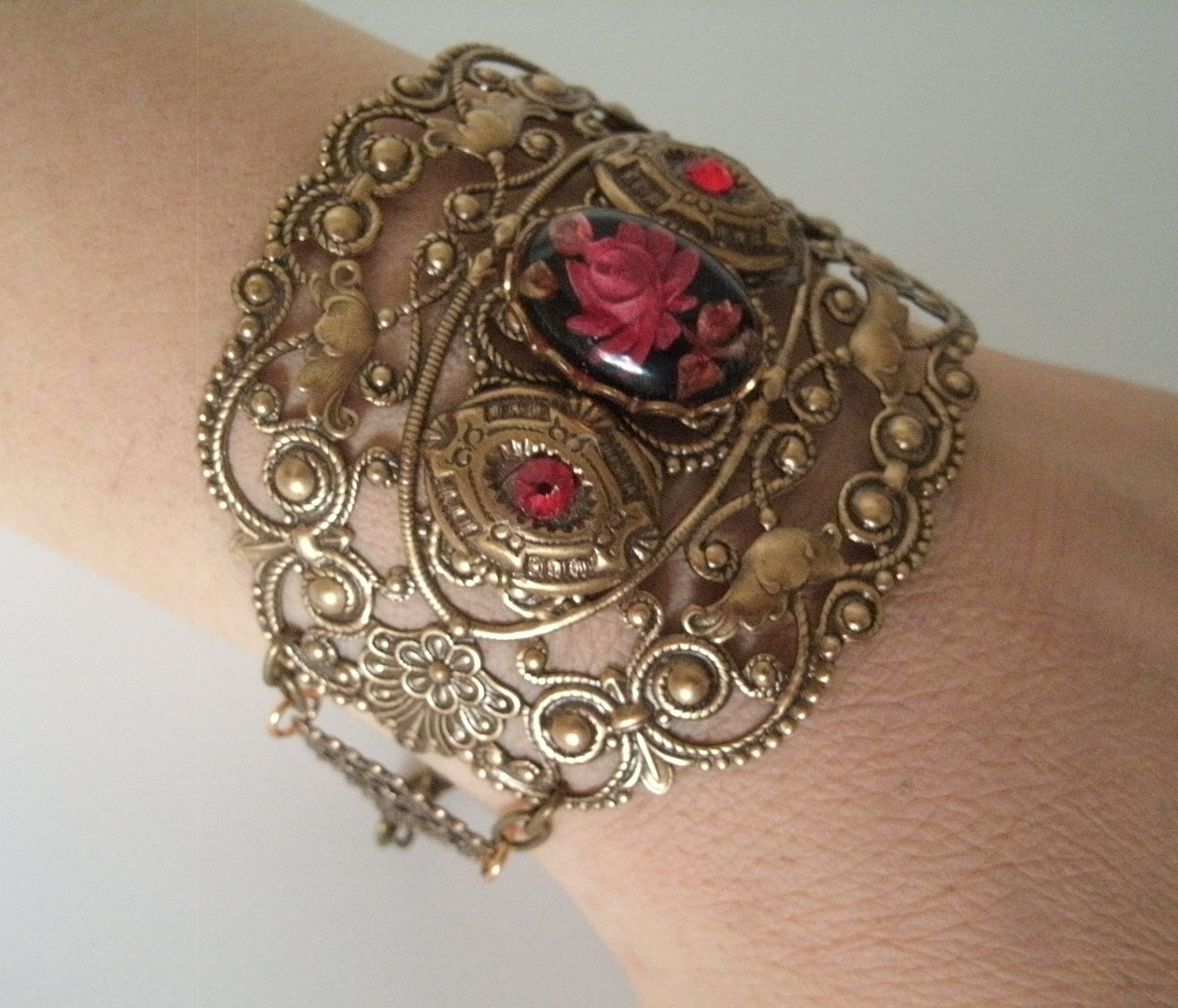 Rose Cuff Bracelet, handmade jewelry gothic victorian edwardian art nouveau steampunk art deco