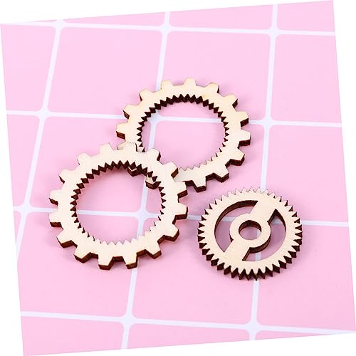 ibasenice 300 Pcs Wooden Gear Wood Chips Wood Gear Cutout Vintage Gears Charms Wooden Shapes to Paint Wooden Steampunk Gear Retro Toys DIY Gear Wood Chips Christmas Wood Carving Child