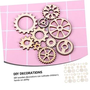 ibasenice 300 Pcs Wooden Gear Wood Chips Wood Gear Cutout Vintage Gears Charms Wooden Shapes to Paint Wooden Steampunk Gear Retro Toys DIY Gear Wood Chips Christmas Wood Carving Child