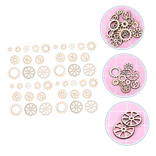 ibasenice 300 Pcs Wooden Gear Wood Chips Wood Gear Cutout Vintage Gears Charms Wooden Shapes to Paint Wooden Steampunk Gear Retro Toys DIY Gear Wood Chips Christmas Wood Carving Child