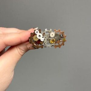 Steampunk hair clip with red garnet gemstone and Citrine gemstones