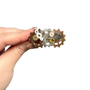 Steampunk hair clip with red garnet gemstone and Citrine gemstones