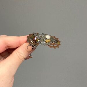 Steampunk hair clip with red garnet gemstone and Citrine gemstones