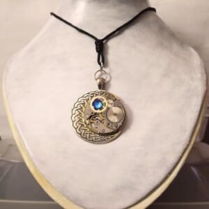 Half-Moon design Timepiece geared Steampunk necklace jewelry