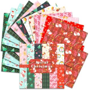 BLEDS Scrapbook Paper, 24 Sheets Christmas Scrapbooking Paper Pad 6x6 inch, One Single-Side Scrapbooking Paper Supplies For Xmas Festival Craft Junk Journal Card-Making Decorative Background