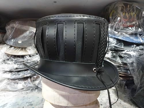 Steampunk Gothic Mad Hatter Leather Top Hat (Leather, XX-Large)