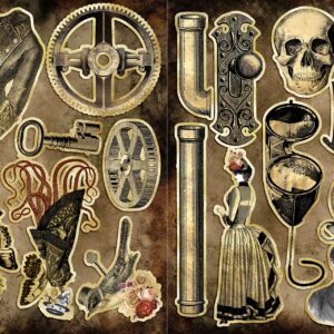 EZscrapbooks Gold Steampunk - EZ Clip Art Sheet - 6841