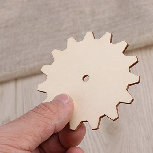 Veemoon 20 Pcs Wooden Steampunk Gear DIY Wood Craft Unfinished Gear Wheels Wood Cutout for Crafts Wooden Slice Shape Unfinished Wooden disc Nativity Crafts Christmas Wooden Circle Bamboo