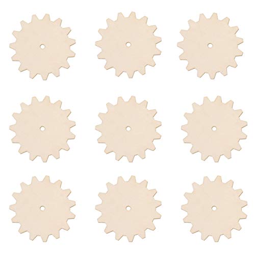 Veemoon 20 Pcs Wooden Steampunk Gear DIY Wood Craft Unfinished Gear Wheels Wood Cutout for Crafts Wooden Slice Shape Unfinished Wooden disc Nativity Crafts Christmas Wooden Circle Bamboo