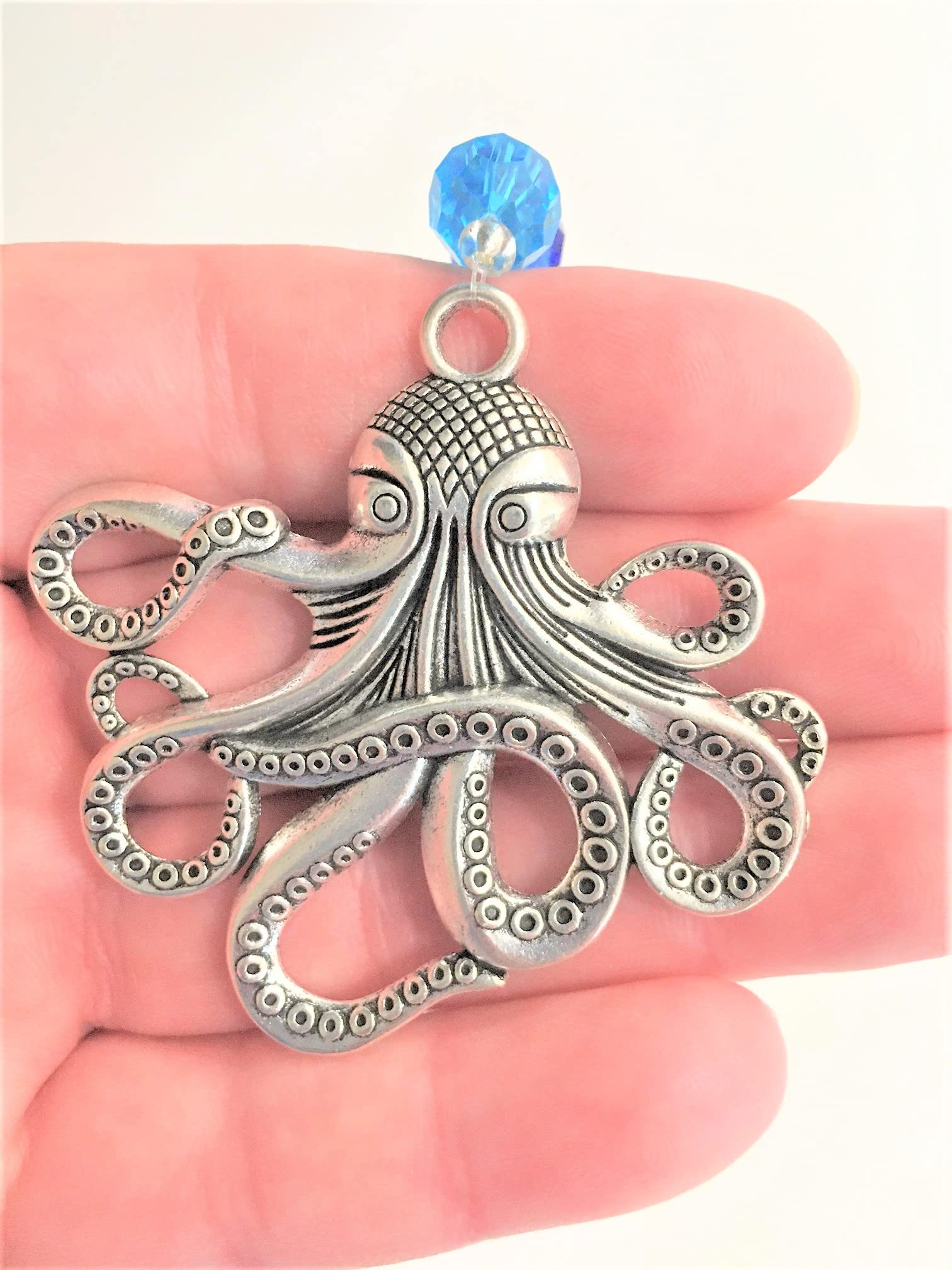 OCTOPUS CAR CHARM, Octopus Suncatcher, 7" Handmade, Gift Wrapped, Octopus Decor, Kraken, Japanese Sea Monster, Steampunk, Mirror Ornament, Window Decoration, Octopus Gift