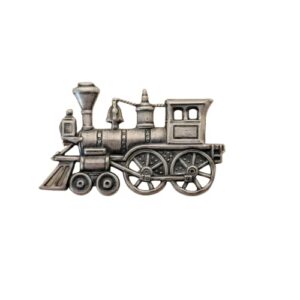 handmade oxidized silver steampunk train brooch pin