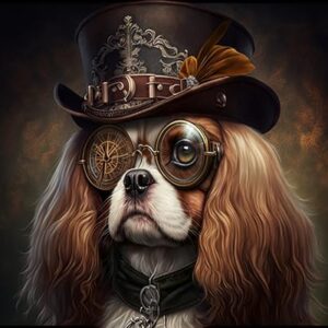 Steampunk Cocker Spaniel, Art Print, Wall Hanging, Animal Poster Picture, Photograph Fantasy Anthropomorphic, Dog Puppy Gift, Imagination (8x10)