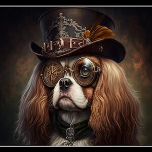 Steampunk Cocker Spaniel, Art Print, Wall Hanging, Animal Poster Picture, Photograph Fantasy Anthropomorphic, Dog Puppy Gift, Imagination (8x10)
