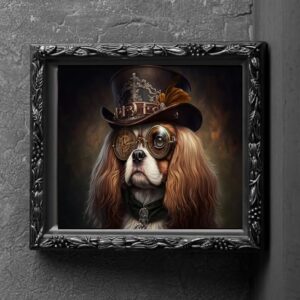 Steampunk Cocker Spaniel, Art Print, Wall Hanging, Animal Poster Picture, Photograph Fantasy Anthropomorphic, Dog Puppy Gift, Imagination (8x10)