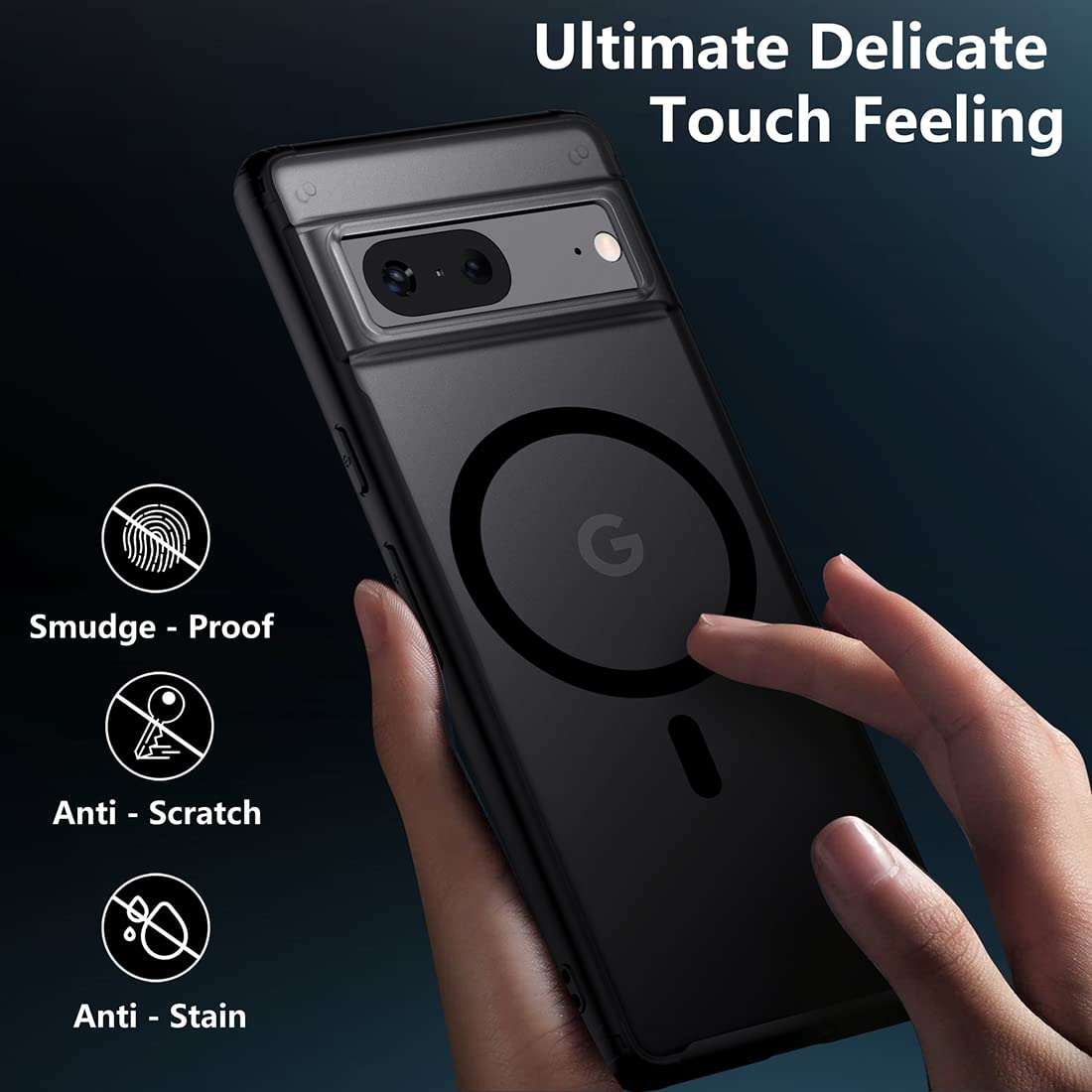 TIANNIUKE Magnetic Case for Google Pixel 7, Translucent Matte Anti-Fingerprint,Compatible with MagSafe,Slim Fit Shockproof Protective Phone Case for Pixel 7 Case (2022) -Black