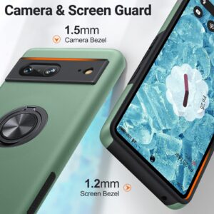 JAME for Google Pixel 7 Case, Slim Fit Shockproof Protective Case for Pixel 7, Military-Grade Drop Protection with Ring Kickstand [Magnetic Car Mount Feature] Case for Google Pixel 7-Alpine Green