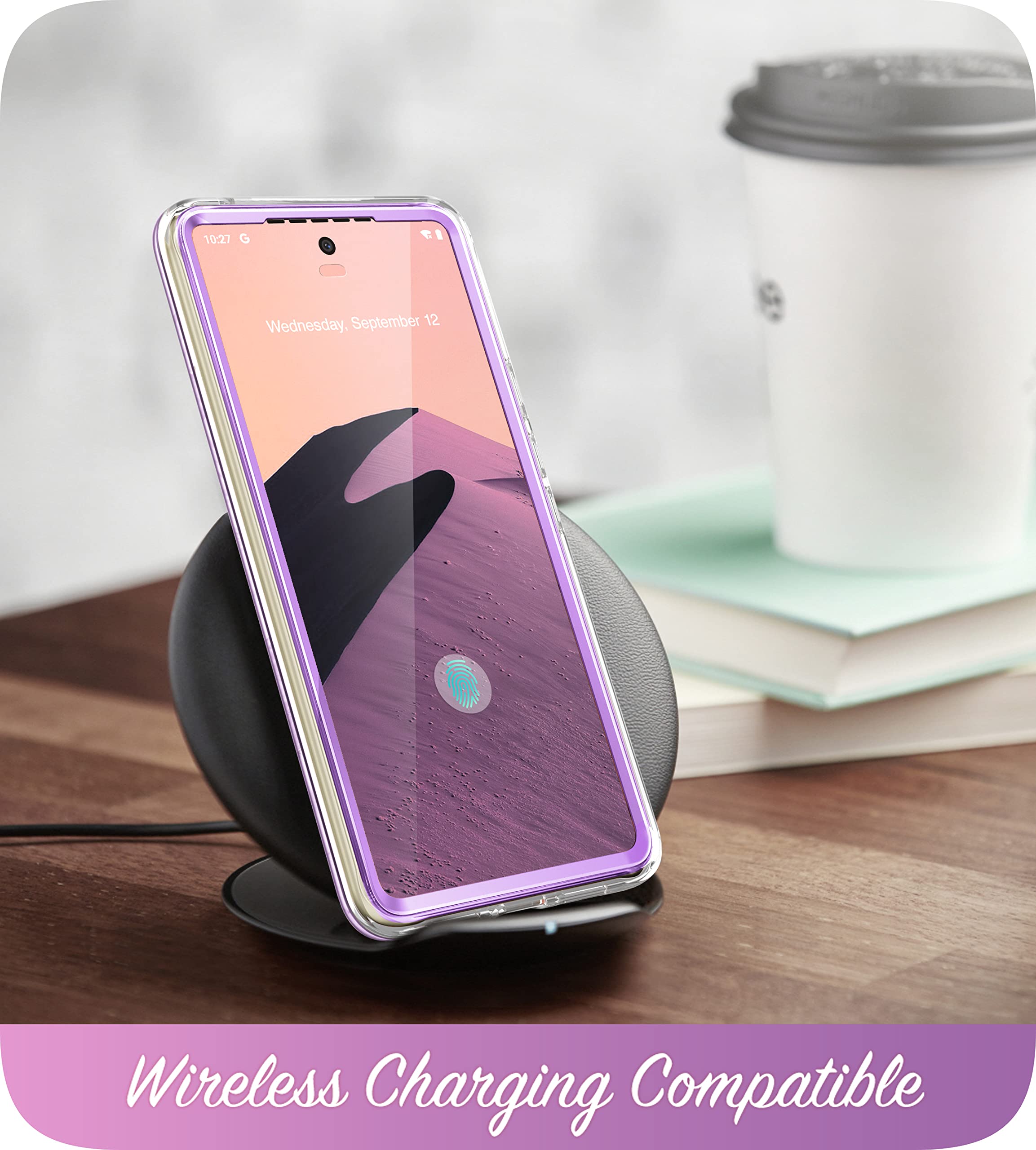 i-Blason Cosmo for Google Pixel 7 Case with Built-in Screen Protector [Support Wireless Charging] Slim Full-Body Stylish Shockproof Anti-Scratch Protective Phone Case for Pixel 7 (2022), Purple