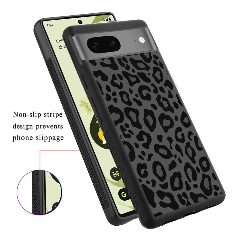 KANGHAR Case Compatible with Google Pixel 7,Black Leopard Design,Tire Texture Non-Slip +Shockproof Rugged TPU Protective Case for Pixel 7-Leopard Pattern