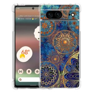 Beaucov Pixel 7 Case, Gorgeous Colours Circle Manala Drop Protection Shockproof Case TPU Full Body Protective Scratch-Resistant Cover for Google Pixel 7