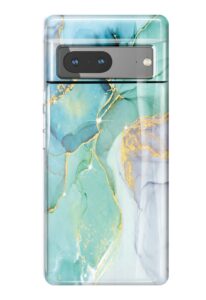 luolnh pixel 7 case,google pixel 7 marble glitter brilliant cute design soft silicone rubber tpu bumper cover phone case for google pixel 7 6.3 inch(2022) -abstract mint