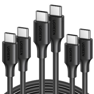 UGREEN 60W 3-Pack USB C to USB C Cable, Type C Fast Charging Cable Compatible with iPhone 15/15 Plus/15 Pro, MacBook Pro 2022, Samsung Galaxy S24/S23/Z Fold/Z Flip, Google Pixel 7, Switch, 6.6FT