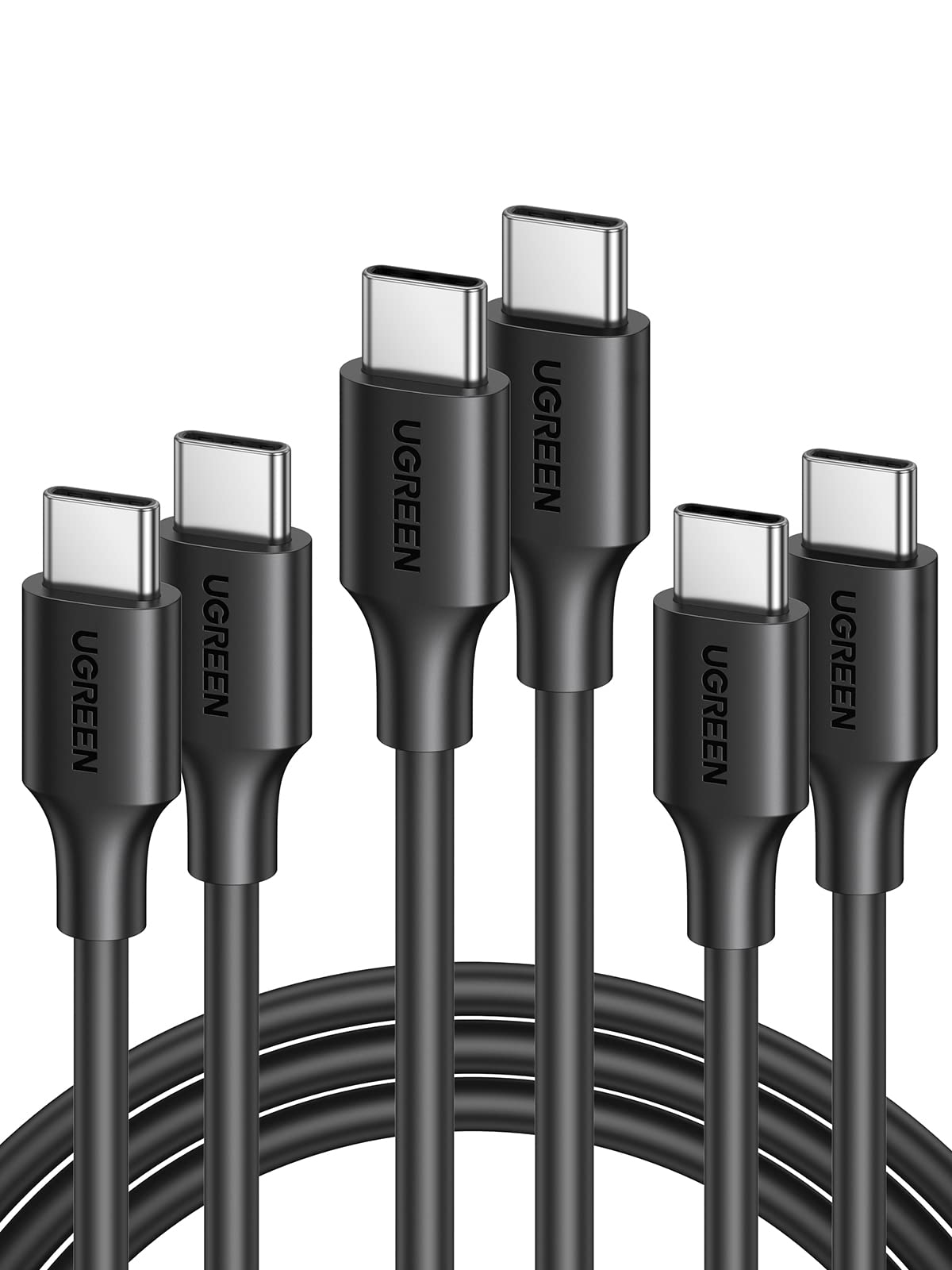 UGREEN 60W 3-Pack USB C to USB C Cable, Type C Fast Charging Cable Compatible with iPhone 15/15 Plus/15 Pro, MacBook Pro 2022, Samsung Galaxy S24/S23/Z Fold/Z Flip, Google Pixel 7, Switch, 6.6FT