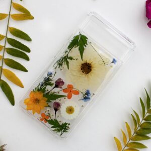 Unique Real Pressed flower foral Clear Soft Phone cases cover With Bumper for Google Pixel 8 with large Flower Design Fit (Pixel 8)