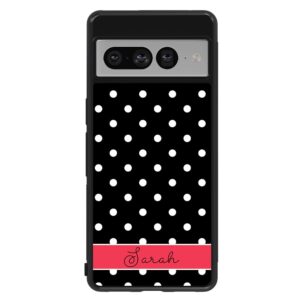 polka dot black white red personalized black rubber phone case compatible with google pixel 8 pro, 8a, 8, 7a, 7, pixel 7 pro, 6a, pixel 6 pro, 6, pixel 5, 4a 5g, 4a 4g, 4, 4 xl, 3a, 3a xl, 3, 3