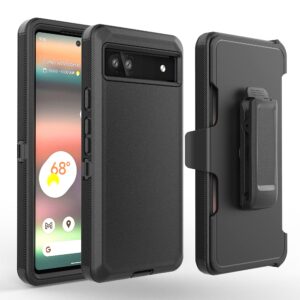 Mstechcorp 6goodeals for Google Pixel 7 Pro, Shockproof Full Body Protection Kickstand Case Cover with Swivel Belt Clip (Black)