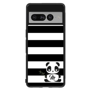 Black White Panda Personalized Black Rubber Phone Case Compatible With Google Pixel 8 Pro, 8a, 8, 7a, 7, Pixel 7 Pro, Pixel 6a, Pixel 6 Pro, 6, 5, 4a 5G, 4a 4G, 4, 4 XL, 3a, 3a XL, 3, 3 XL, 2 XL, 2