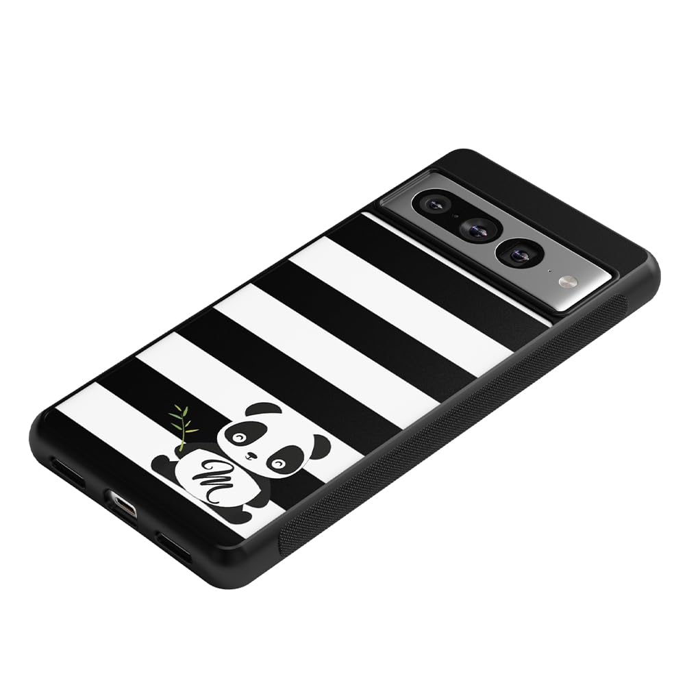 Black White Panda Personalized Black Rubber Phone Case Compatible With Google Pixel 8 Pro, 8a, 8, 7a, 7, Pixel 7 Pro, Pixel 6a, Pixel 6 Pro, 6, 5, 4a 5G, 4a 4G, 4, 4 XL, 3a, 3a XL, 3, 3 XL, 2 XL, 2