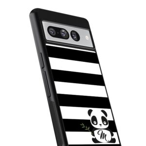 Black White Panda Personalized Black Rubber Phone Case Compatible With Google Pixel 8 Pro, 8a, 8, 7a, 7, Pixel 7 Pro, Pixel 6a, Pixel 6 Pro, 6, 5, 4a 5G, 4a 4G, 4, 4 XL, 3a, 3a XL, 3, 3 XL, 2 XL, 2