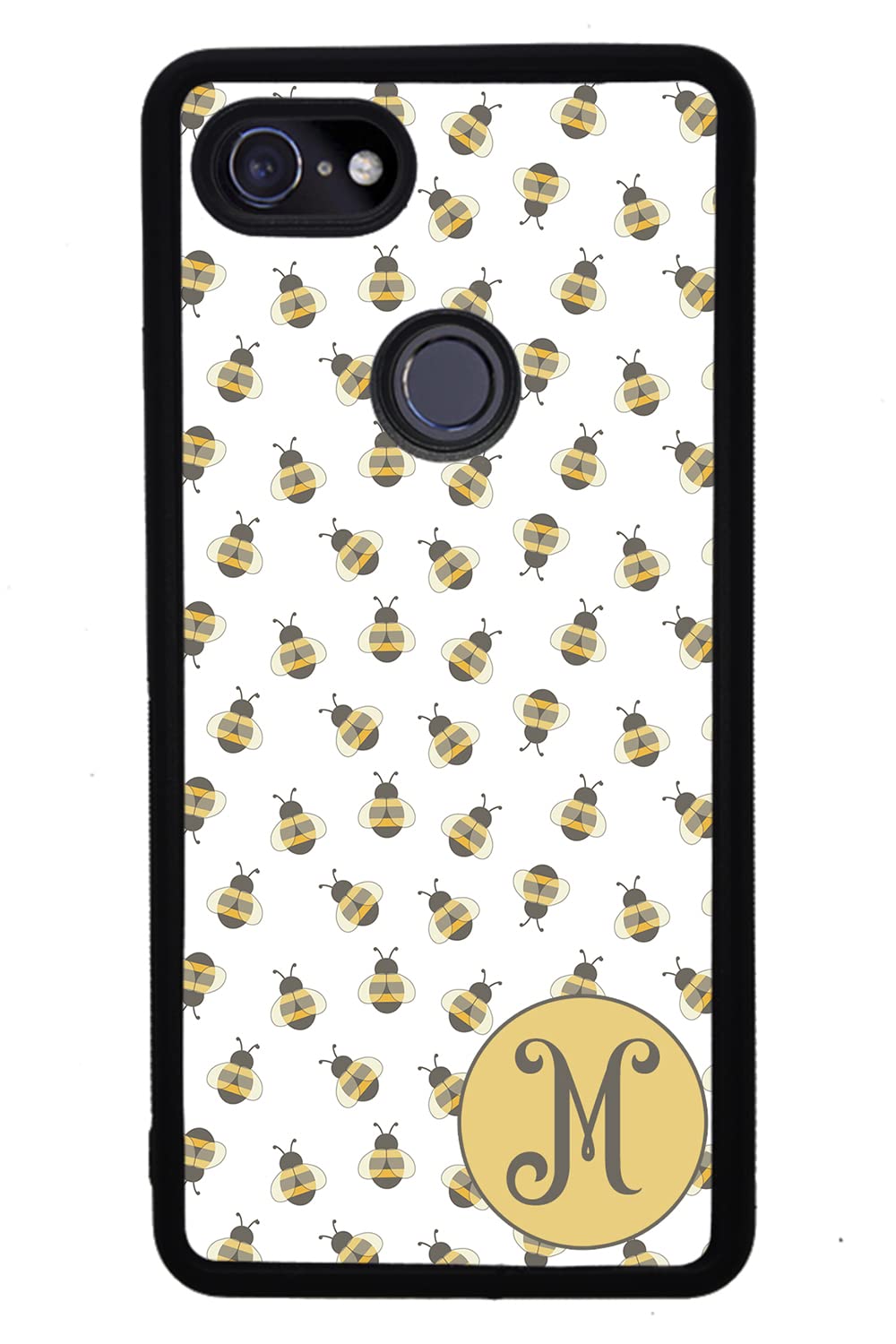 Honey Bumble Bee Personalized Black Rubber Phone Case Compatible With Google Pixel 8 Pro, 8a, 8, 7a, 7, Pixel 7 Pro, 6a, Pixel 6 Pro, 6, 5, 4a 5G, 4a 4G, 4, 4 XL, 3a, 3a XL, 3, 3 XL, 2 XL, 2