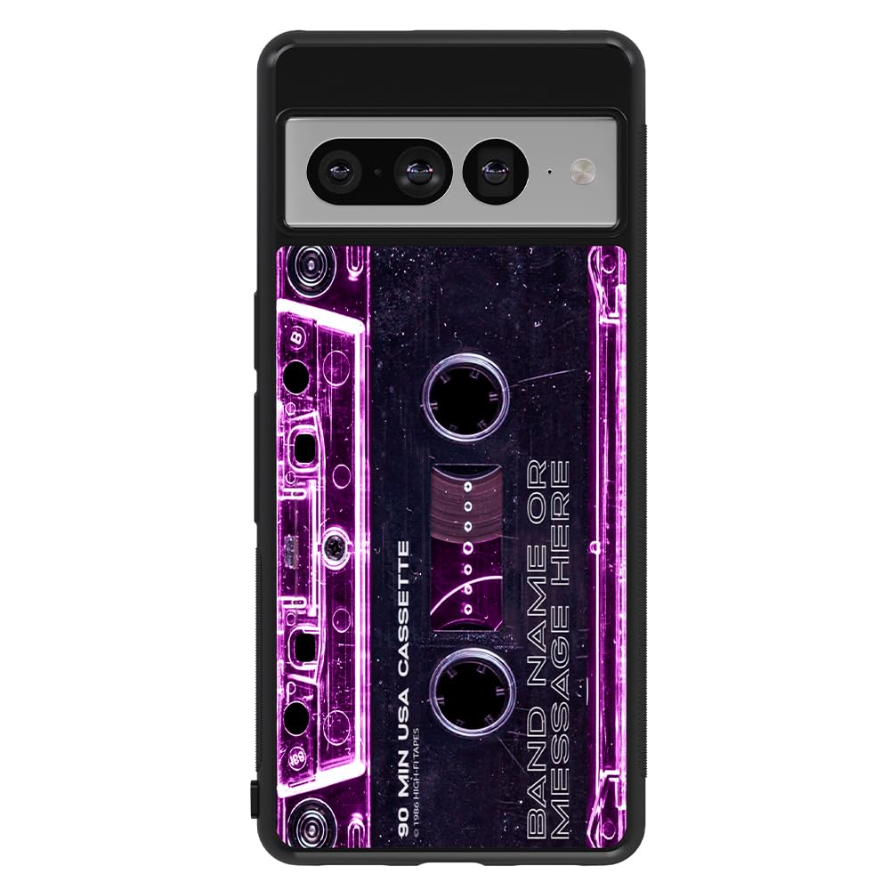 Cassette Tape Clear Pink Personalized Black Rubber Phone Case Compatible With Google Pixel 8 Pro, 8a, 8, 7a, 7, 7 Pro, 6a, 6 Pro, 6, Pixel 5, 4a 5G, 4a 4G, Pixel 4, Pixel 4 XL, Pixel 3a, 3a XL, 3