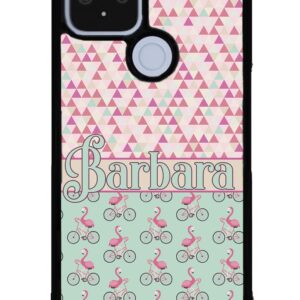 Flamingo's Riding Bicycle's Bikes Black Rubber Phone Case Compatible With Google Pixel 8 Pro, 8a, 8, 7a, 7, Pixel 7 Pro, 6a, Pixel 6 Pro, 6, 5, 4a 5G, 4a 4G, 4, 4 XL, 3a, 3a XL, 3, 3 XL, 2 XL, 2