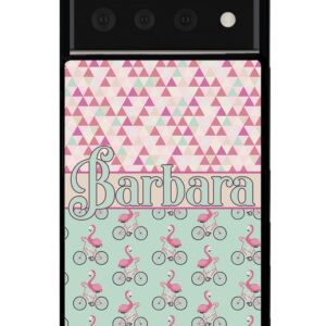 Flamingo's Riding Bicycle's Bikes Black Rubber Phone Case Compatible With Google Pixel 8 Pro, 8a, 8, 7a, 7, Pixel 7 Pro, 6a, Pixel 6 Pro, 6, 5, 4a 5G, 4a 4G, 4, 4 XL, 3a, 3a XL, 3, 3 XL, 2 XL, 2