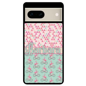 Flamingo's Riding Bicycle's Bikes Black Rubber Phone Case Compatible With Google Pixel 8 Pro, 8a, 8, 7a, 7, Pixel 7 Pro, 6a, Pixel 6 Pro, 6, 5, 4a 5G, 4a 4G, 4, 4 XL, 3a, 3a XL, 3, 3 XL, 2 XL, 2