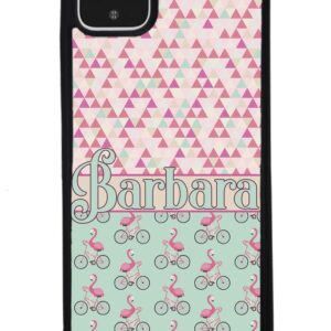 Flamingo's Riding Bicycle's Bikes Black Rubber Phone Case Compatible With Google Pixel 8 Pro, 8a, 8, 7a, 7, Pixel 7 Pro, 6a, Pixel 6 Pro, 6, 5, 4a 5G, 4a 4G, 4, 4 XL, 3a, 3a XL, 3, 3 XL, 2 XL, 2