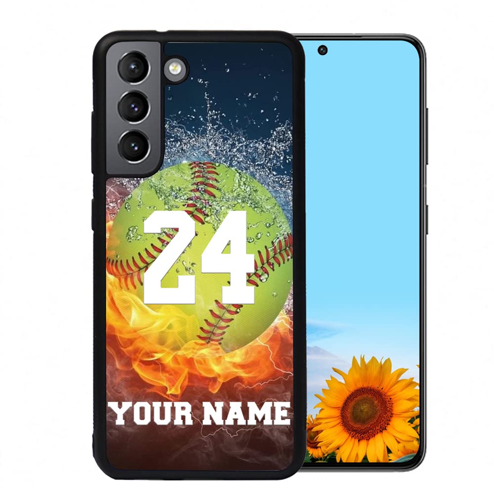 Personalized Name Number Custom Baseball Softball Water Fire Phone case for Google Pixel 4/4A/4XL/5/5XL/6/6 PRO/7/7 Pro