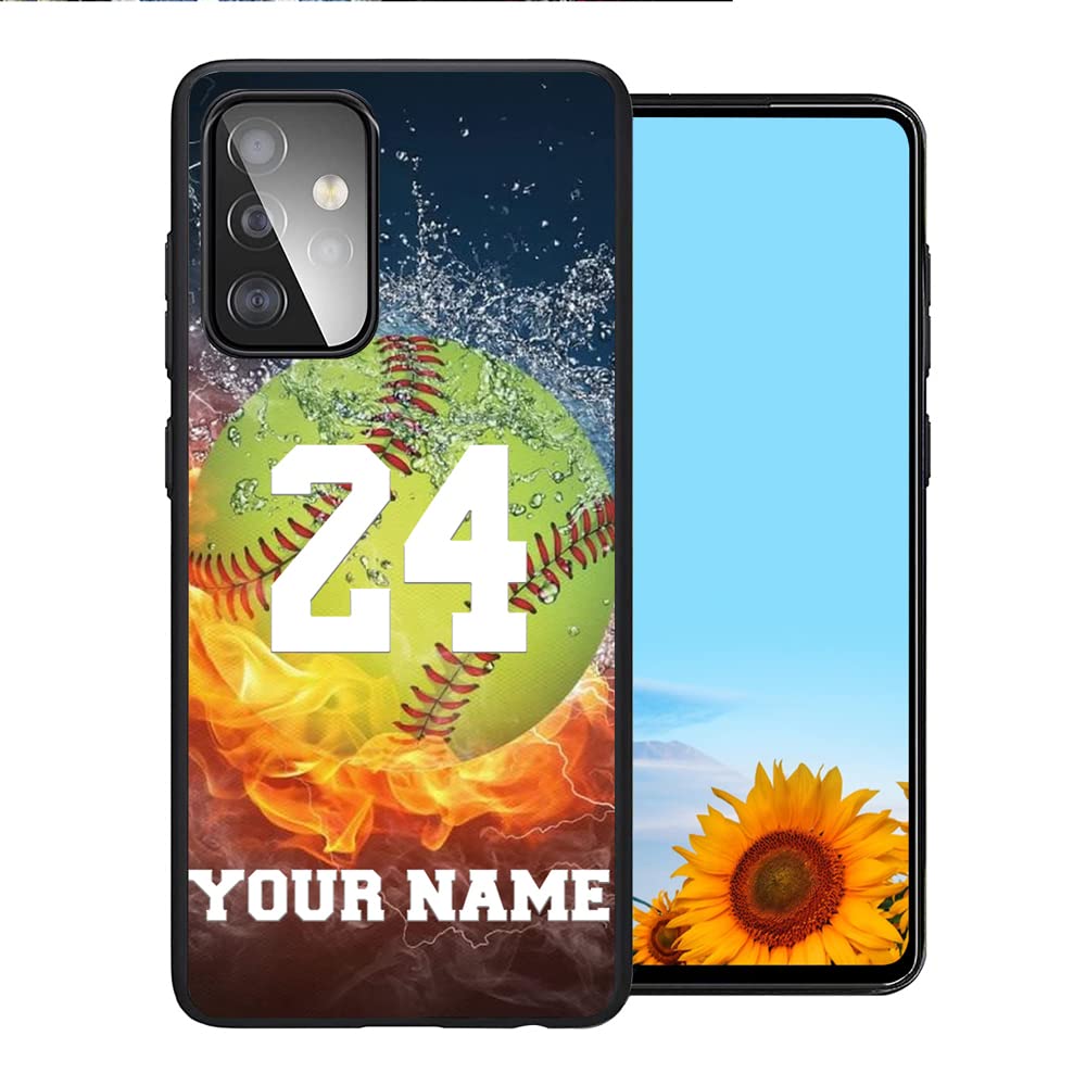 Personalized Name Number Custom Baseball Softball Water Fire Phone case for Google Pixel 4/4A/4XL/5/5XL/6/6 PRO/7/7 Pro